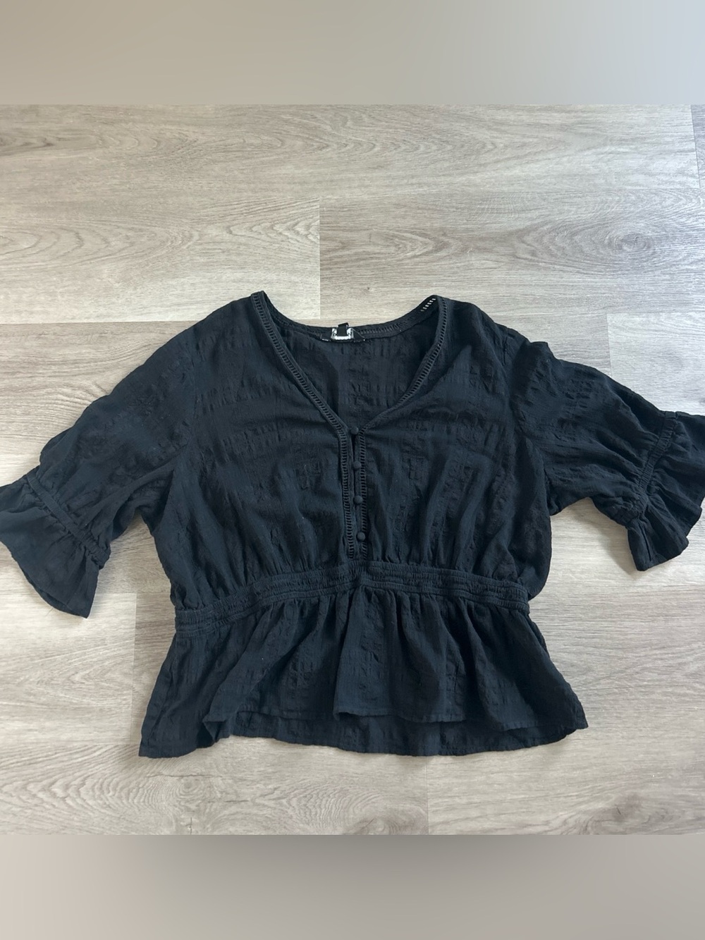 Black Peplum Blouse - Women